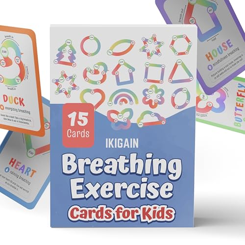 Breathing Exercise Cards for Kids -Montessori Flash Cards for Mindfulness Calm Down Corner Kit- Breathing Exercises for Anxiety Relief- - style: Shapes Breathing