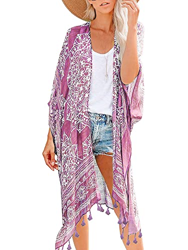 Kimonos for Women Swimsuit Coverups Beach Cover Up Swimwear Cardigan Summer - color: B Rose