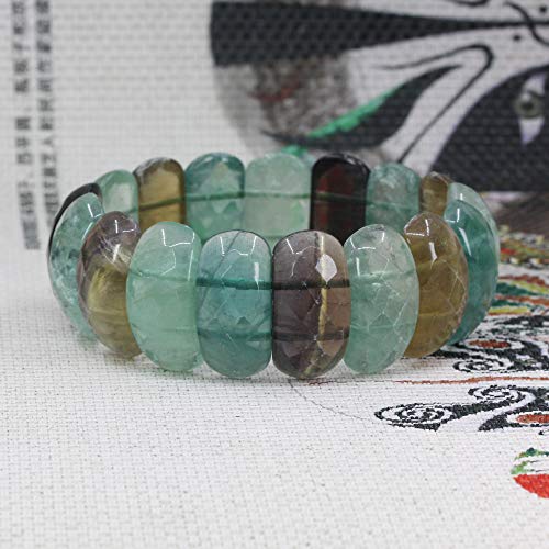Keleny Semi Precious Gemstones 25mm Half Moon Shape Faceted Beads Crystal Rock Stretch Bracelets 7.5 Inch