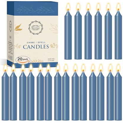 Raajsee Unscented Mini Taper Candles Pack of 20, Sky Blue | 5 Inches (H) Dinner Candle Sticks| Smokeless, and Dripless| Paraffin Wax with Cotton Wicks | Long Burning Time - color: Sky Blue, size: 5 Inch - Pack of 20