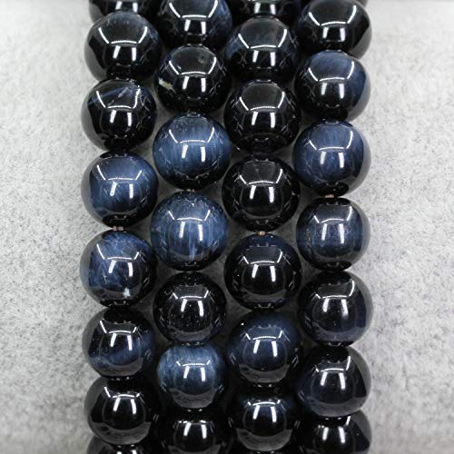 Amandastone Natural Gemstone 8mm Round Beads Stretch Bracelet 7 Inch - color: Blue Tiger Eye