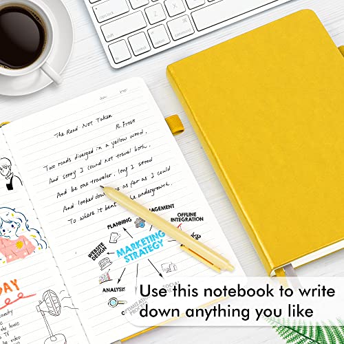 feela 24 Pack Journal Notebook for Work, Business Notebook Bulk Hardcover Lined Writing Journal with Pen Holder for Men Women Note Taking, with 24 Black Pens, 120 GSM, 5.1”x8.3”, A5, Yellow - color: 24 Pack yellow