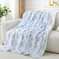 Viviland Cotton Muslin Blanket, Queen Size 90 x 90 Inches, Blue Nerrah | Reversible Fleece, Lightweight, Breathable Gauze - color: Blue Nerrah, size: Queen Size (90 X 90 Inches)