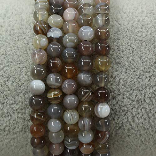 Keleny 4mm Natural Round Beads Gemstones Rock Crystal Stretch Bracelet 7 Inch Unisex - color: Botswana Agate