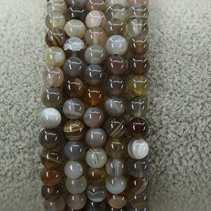Keleny 4mm Natural Round Beads Gemstones Rock Crystal Stretch Bracelet 7 Inch Unisex - color: Botswana Agate