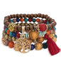 Stackable Stretch Bracelets for Women Tree of Life Bead Bracelet Boho Jewelry - color: 1-Tree-Deep Color