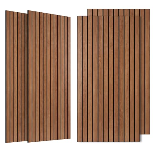 4 Pack Acoustic Panels Sound Absorbing, 47.2”x23.6” Sound Dampening Panels, Decorative Soundproof Wall Panels with Simulated Wood Grain Finish, for Office,Home Theater,Studio,Living Room, Cherry - color: Cherry, size: 4 PACK
