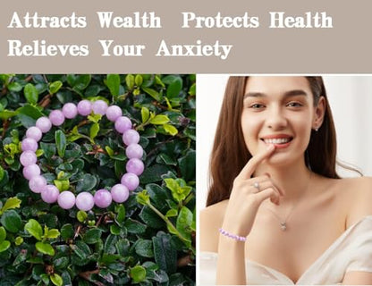 Single-pack of pure gemstone bracelets… - color: Kunzite-9MM