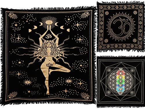 Indian Consigners Seven Chakra Yoga Meditation Om Alter Square Tarot Spread Altar Cloth