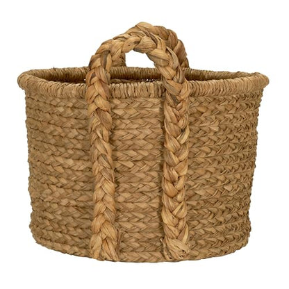 Household Essentials Large Wicker Floor Storage Basket with Braided Handle, Light Brown 19''x 25'' - style: Round