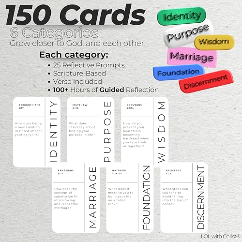 Christian Conversation Cards – 150 Scripture Reflection Questions to Deepen Faith & Spark Meaningful Discussion | Bible Devotional Cards for Groups & Personal Growth | Thought Provoker - color: Gray
