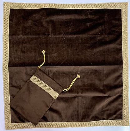 SMMS Spiritual Velvet Table Cloth Altar Tarot Spread (Brown, Medium- 61cm*61cm/ 24inch*24inch) - color: Brown, size: Medium- 61cm*61cm/ 24inch*24inch