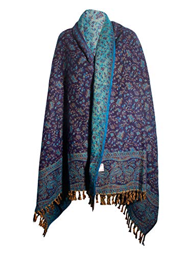 BLUE FLORAL BLANKET SCARF LUXURY PREMIUM QUALITY HANDMADE FASHION SCAR MADE OF YAK WOOL Shawl Blanket stole unisex Travel Wrap Meditation Soft gift for her