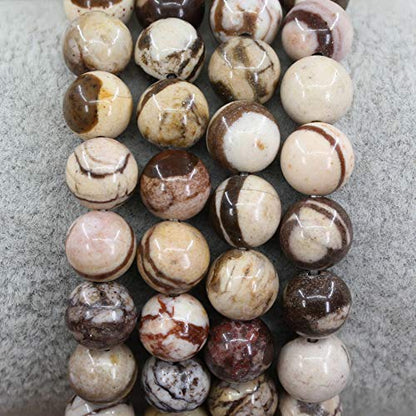 Keleny Gem Semi Precious Gemstones 8mm Natural Quartzite Stone Round Beads Crystal Stretch Bracelet 7 Inch Unisex - color: African Zebra Jasper