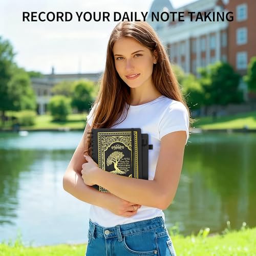 A5 Hardcover Spiral Notebook Tree of Life Journal Daily Journals for Writing Travel Notebooks Journal for Women Men 80GSM Paper Leather Spiral Journal,5.7"x8.3"(Spiral Tree -Black) - color: Spiral Tree of Life-black