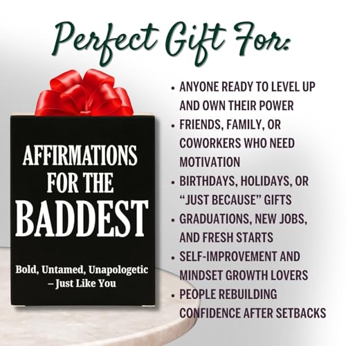 Isaac Liev Baddest Affirmation Cards for Women & Men – 50 Positive Motivational Inspirational Quotes – Daily Affirmation Deck for Confidence, Mindset - style: Baddest Affirmation