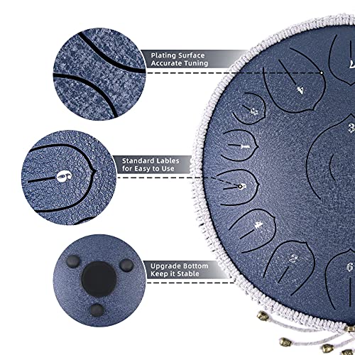 BURNING&LIN Steel Tongue Drum 15 Notes 14 Inches Tongue drum Handpan Drum Percussion for Meditation Yoga Musical Education Best Gift for Adult& Kids - size: 14 inches 15 tones