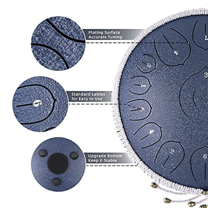BURNING&LIN Steel Tongue Drum 15 Notes 14 Inches Tongue drum Handpan Drum Percussion for Meditation Yoga Musical Education Best Gift for Adult& Kids - size: 14 inches 15 tones
