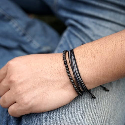 Mezcla Vida Natural Stone Beaded Bracelets for Men Women Unisex Adjustable Waterproof Rope Bracelets Set Valentine's Day Birthday Gifts for Boyfriend Husband Him