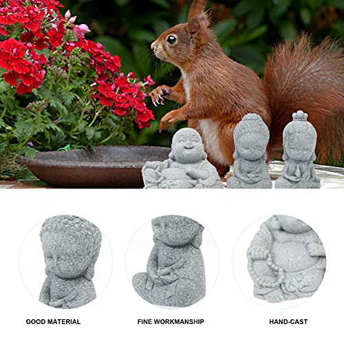 Cabilock 3pcs Sandstone Buddha Statue for Home Decor Creative Chic Landscape Prop Light Grey Landscape Accessory for Zen Garden Aquarium and Meditation Spaces