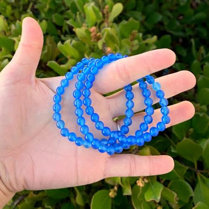 Adabele 1pc Natural Stretch Gemstone Bracelet 6mm (0.24 Inch) Bead 7" 7.5" 8 inch Healing Crystal Quartz Energy Chakra Jewelry Women Birthday Gift - color: Blue Agate, size: 7 inch