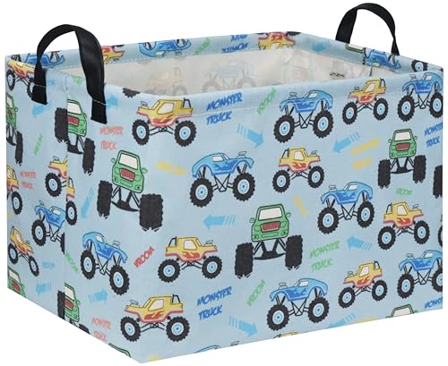 Rectangular Monster Truck Baskets Kids Gift Bins Empty Baby Basket for Boys Toy Storage Basket Organizer Bin Box Room Decor for Home(Monster Truck) - color: Monster Truck