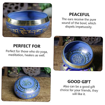 1set Copper Sound Bowl Yoga Meditation Instrument Singing Bowl Handcrafted Tibetan Nepal for Stress Relief Relaxation