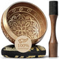 Silent Mind Tibetan Singing Bowl Set – Easy to Play & Beginner Friendly Meditation Bowl with Cushion & Mallet | Stress Relief & Mindfulness | Gift-Ready - color: Cosmic Gold, size: Without Case