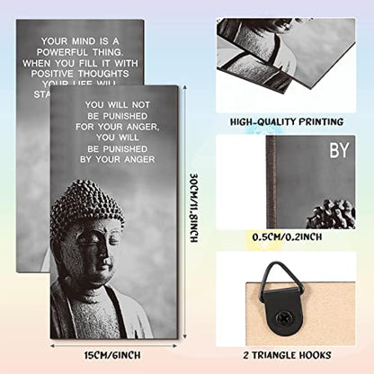 Blulu 2 Pcs Buddha Quote Decor Buddha Inspirational Quote Wall Art Meditation Room Chakra Decor Zen Wooden Hanging, Spiritual Gift for Home Yoga Living Room Women(Start to Change) - style: Start to Change