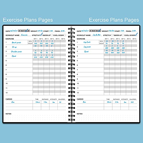 Fitness Planner for Women & Men - A5 Workout Log Book/Exercise Workout Log to Track Weight Loss, GYM, Bodybuilding Progress - Daily Health & Wellness Workout Journals, 5.8X8.25 In Workout Book - style: Black
