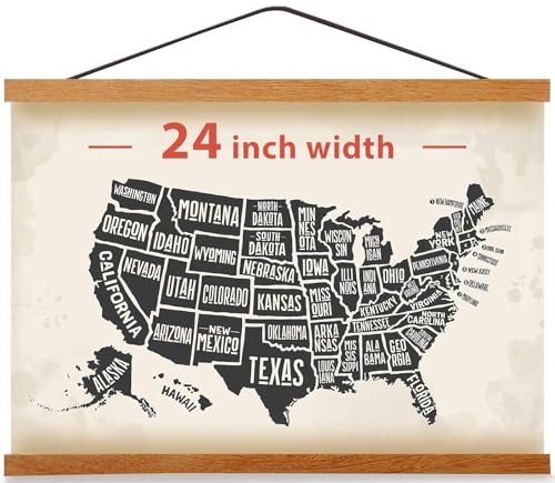 Magnetic Poster Hanger Frame for 24x36 24x30 24x32 Movie Music Posters Wall Art,Teak Wood Picture Frames for Large Canvas Diamond Map Decor, Living Room Calendar Banner Tapestry Photo Hanging Stand - color: Teak, size: 24 Inch
