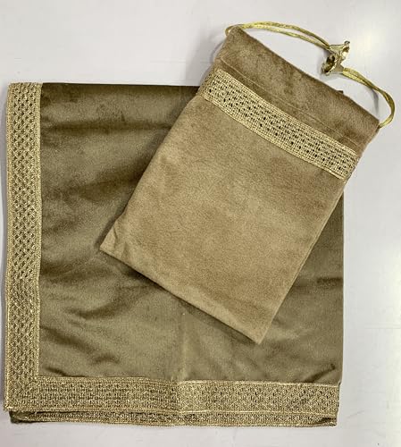 SMMS Spiritual Velvet Table Cloth Altar Tarot Spread (Golden, Medium- 61cm*61cm/ 24inch*24inch) - color: Golden, size: Medium- 61cm*61cm/ 24inch*24inch