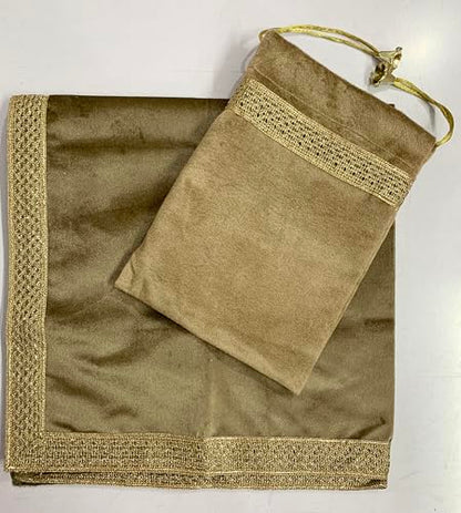 SMMS Spiritual Velvet Table Cloth Altar Tarot Spread (Golden, Medium- 61cm*61cm/ 24inch*24inch) - color: Golden, size: Medium- 61cm*61cm/ 24inch*24inch