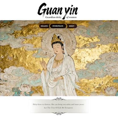 FENGSHUI-CAISHEN Guan Yin Statue in Healing Crystal Organite Pyramid - Quan Yin, Kwanyin, Quan Am, Kuanyin, Guanyin Statue for Meditation Altar, Kwanyin, Female Buddha, Goddess of Mercy - color: Yellow