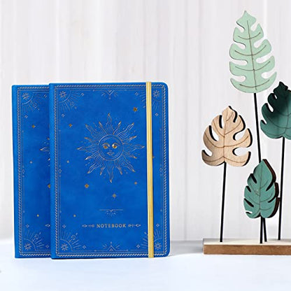 Artfan Ruled Notebook/Journal – Premium Thick Paper Faux Leather Classic Writing Notebook with Pocket + Page Dividers Gifts, Banded, Large, 144 Pages, Hard Cover, Lined (5.8 x 8.4) - Gemstone Blue - color: Blue6
