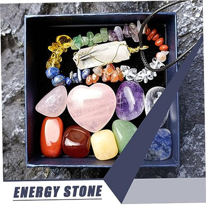 1Set Delicate Healing Chakra Crystal Pendant Kit with Present Box Portable Meditation Stones for Relief Gemstone Accessories for Relaxation Decoration