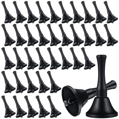 50 Pcs Small Steel Hand Bells Bulk Dinner Service Bells with Plastic Handles Call Handbells for Church Classroom Sick Elderly Teachers Adults(Black) - color: Black