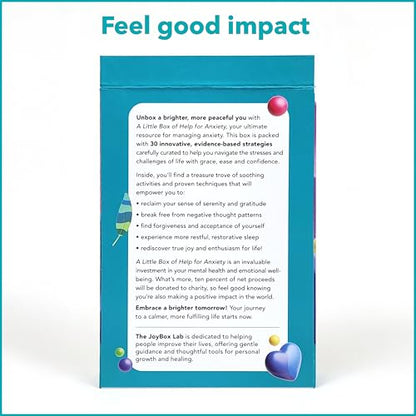 A Little Box of Help for Anxiety. 30 Evidence-Based strategies with Step by Step Guidance for Anxiety Relief, Stress Management, self-Care and Emotional Wellness. A Thoughtful Gift idea.