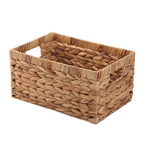 Storage Container, Natural Water Hyacinth Storage Bins Rectangular Basket,Arts and Crafts. - size: Medium