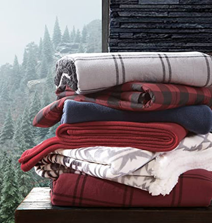 Eddie Bauer - Throw Blanket, Soft & Reversible Cotton Flannel Bedding, Throw Blanket for Couch or Bed (Kettle Falls Red/Black, 50" x 60")