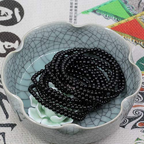 Keleny Gem Semi Precious Gemstones 4mm Round Beads Crystal Stretch Bracelet 7 Inch Unisex - color: AA Grade Black Agate