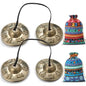 Foilswirl 2 Pcs Tibetan Tingsha Cymbals with 2 Pcs Tibetan Drawstring Cloth Bags Meditation Chime Bells 2.56 Inch Handcrafted Meditation Accessory(Om Mane Padme Hum Symbols Embossed,Blue,Green) - color: Blue,Green, style: Om Mane Padme Hum Symbols Embosse