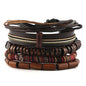 HZMAN Wrap Bracelets Men Women, Hemp Cords Wood Beads Ethnic Tribal Bracelets, Leather Wristbands - style: Classic Style