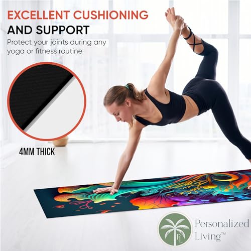 Custom Yoga Mat | Ships Next Day | Customize | Workout Mat for Men and Women | Non Slip Rubber Exercise Mat | 4mm Thick Gym Mat for Meditation, Pilates, Yoga, Gym - color: Marine Life