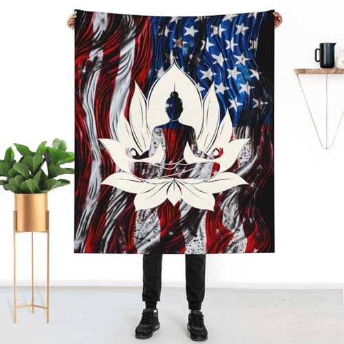 Buddha Meditation Flower Ultra Soft Throw Blankets Cozy Lightweight Blanket for Sofa Bed 60"X50"7