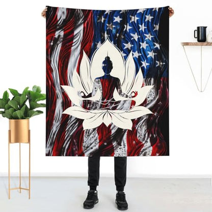 Buddha Meditation Flower Ultra Soft Throw Blankets Cozy Lightweight Blanket for Sofa Bed 60"X50"7