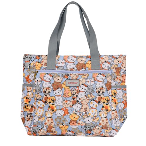 GAENMESN Women's Lightweight Waterproof Tote Bag Durable Designer Handbag with Zipper Travel Commute Everyday Use - color: Cat