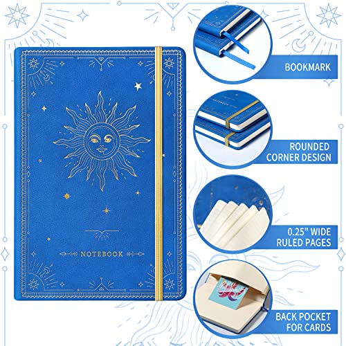 Artfan Ruled Notebook/Journal – Premium Thick Paper Faux Leather Classic Writing Notebook with Pocket + Page Dividers Gifts, Banded, Large, 144 Pages, Hard Cover, Lined (5.8 x 8.4) - Gemstone Blue - color: Blue6