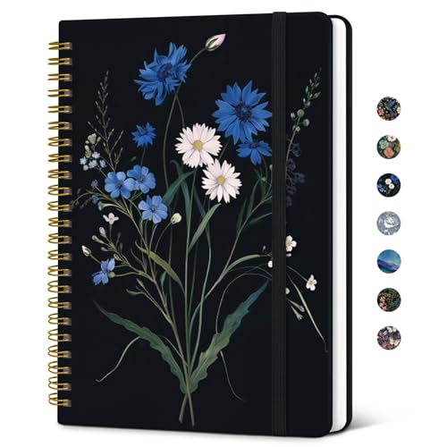 Taja Lined Spiral Journal Notebook for Women, A5 Cute College Ruled Hardcover Notebook for Work & Note Taking, Pretty Journal for Writing, 140 Pages, Floral Whispers - color: l-Floral Whispers