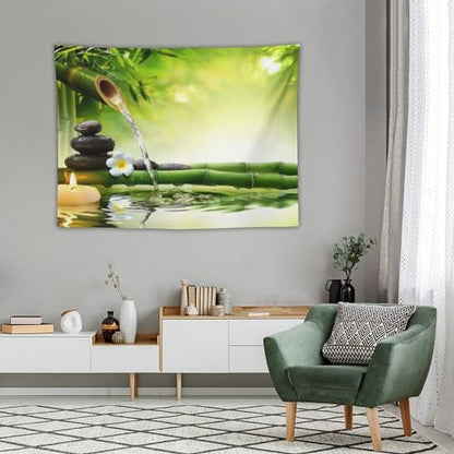 ZhiRain Meditation Tapestry Wall Hanging Zen Garden Pond Flower Pebble Stone Bamboo Stalks Candle Spa Yoga Tapestries Home Decor for Living Room Bedroom Farmhouse Kitchen Dorm 30"x40"